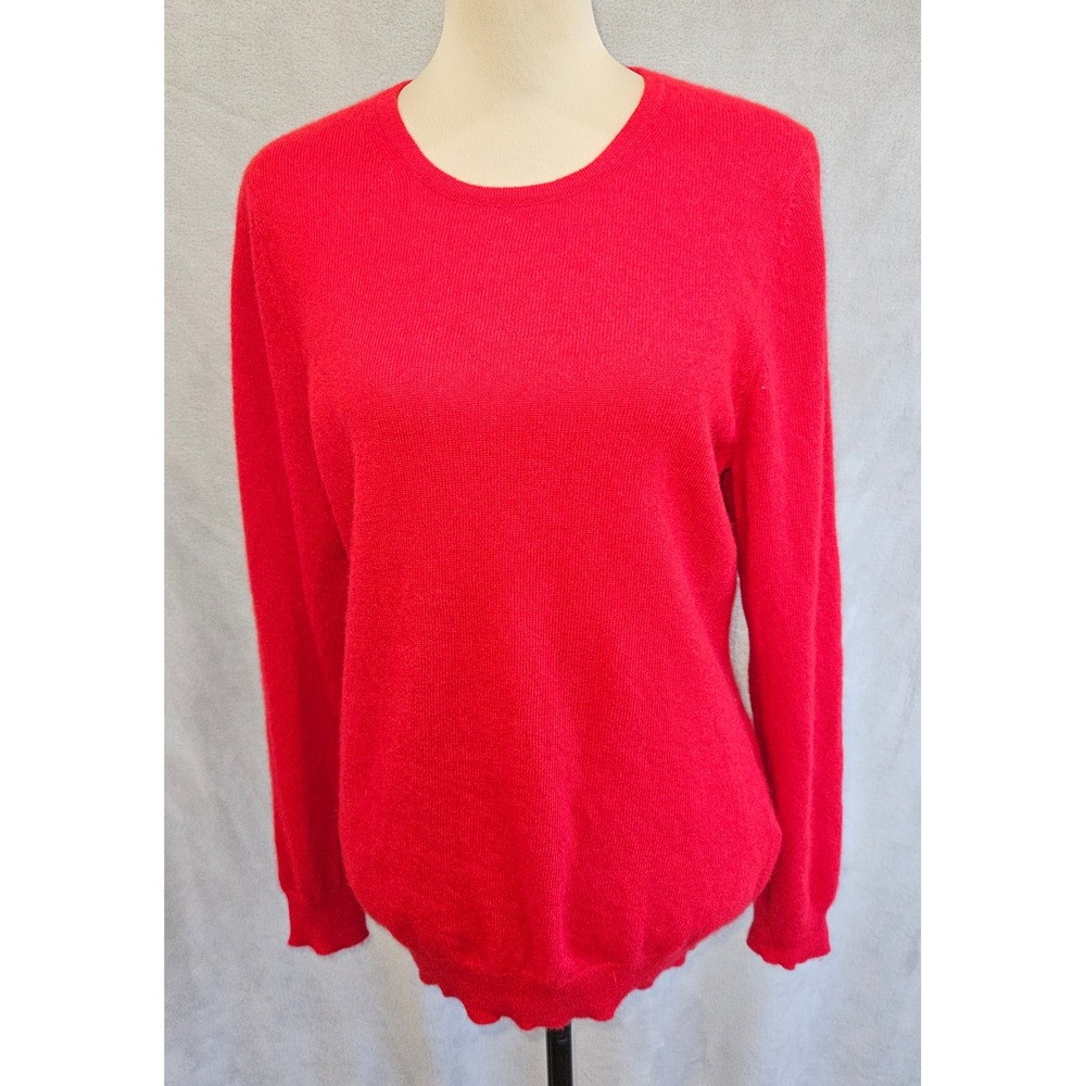 Charter Club Cashmere Sweater Womens XL Red Crew Neck Knit Pullover Luxe Soft